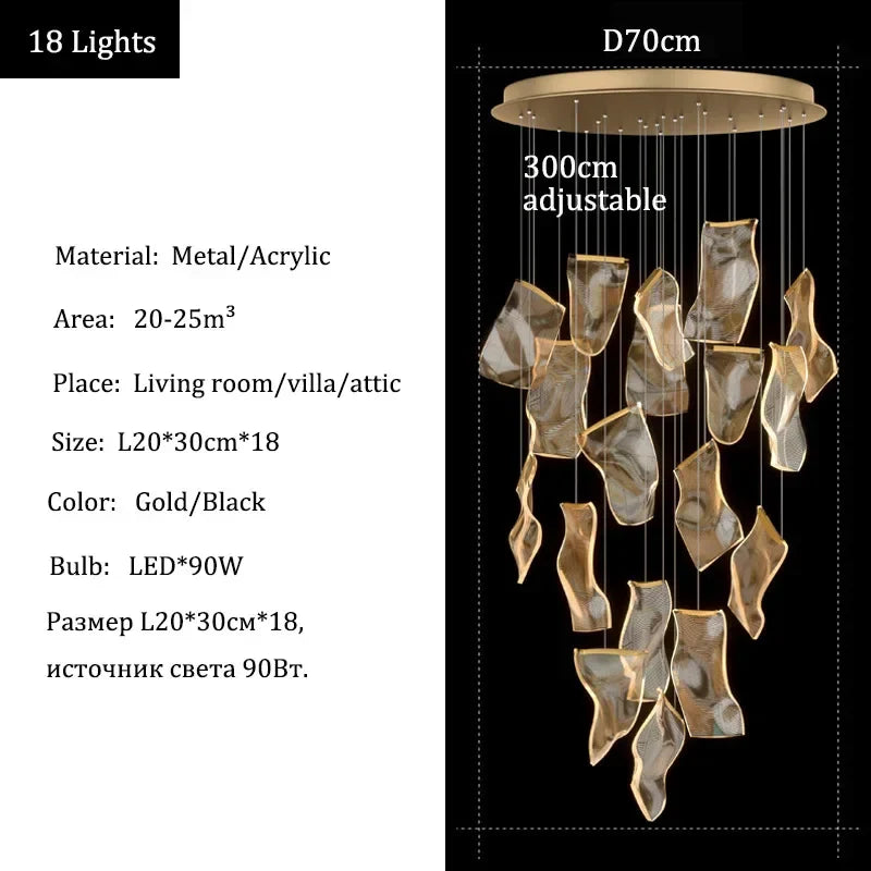 Afralia™ LED Acrylic Chandeliers for Villa Living Room Decor - Ceiling Pendant Light Fixture