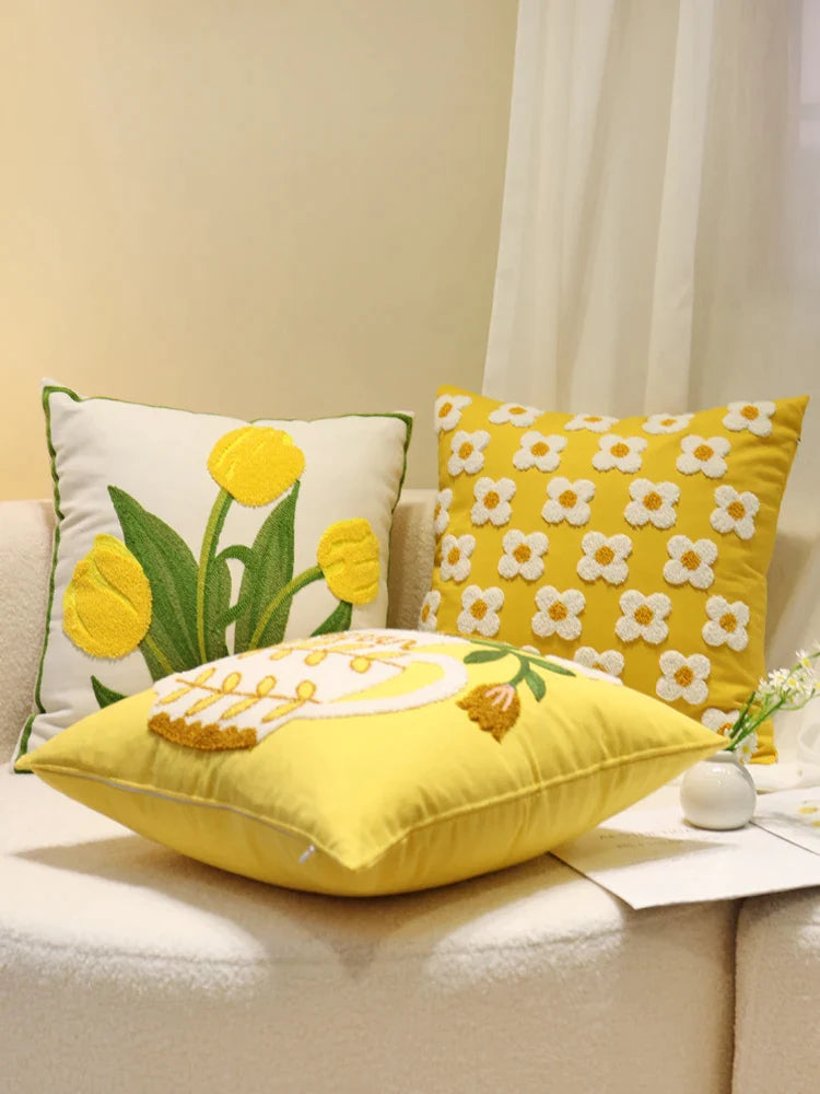 Afralia™ Plant and Flower Patterned Decorative Pillow Cover for Home and Car