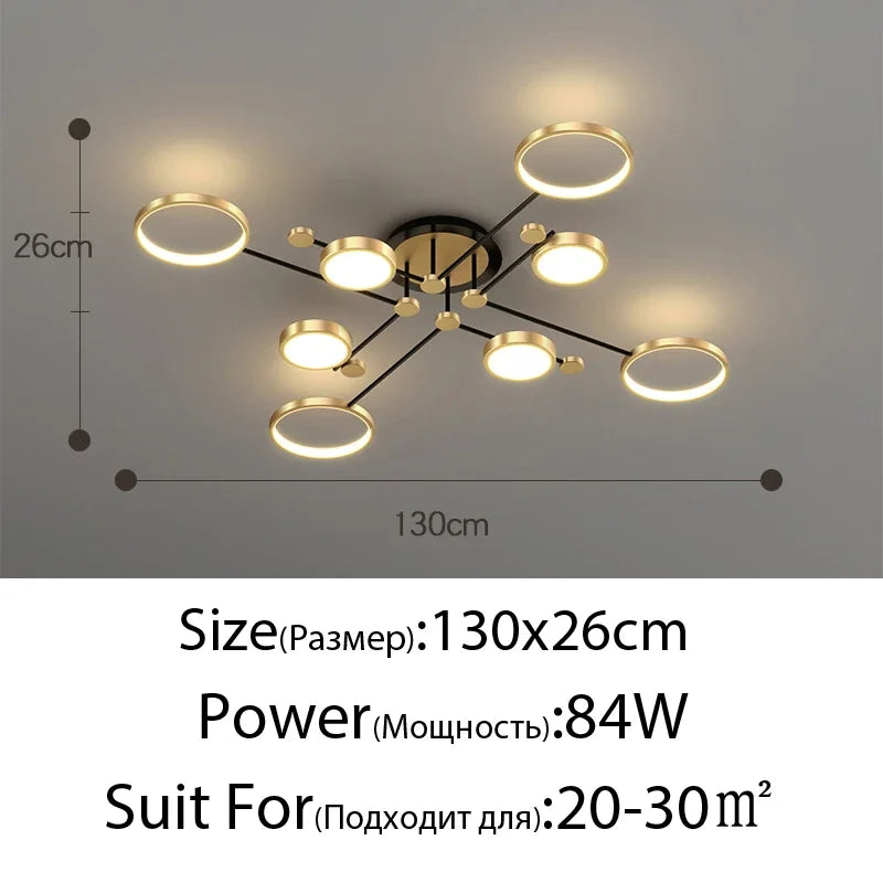 Afralia™ Elegant Multi-Head Gold LED Ceiling Lamp for Living Room & Bedroom