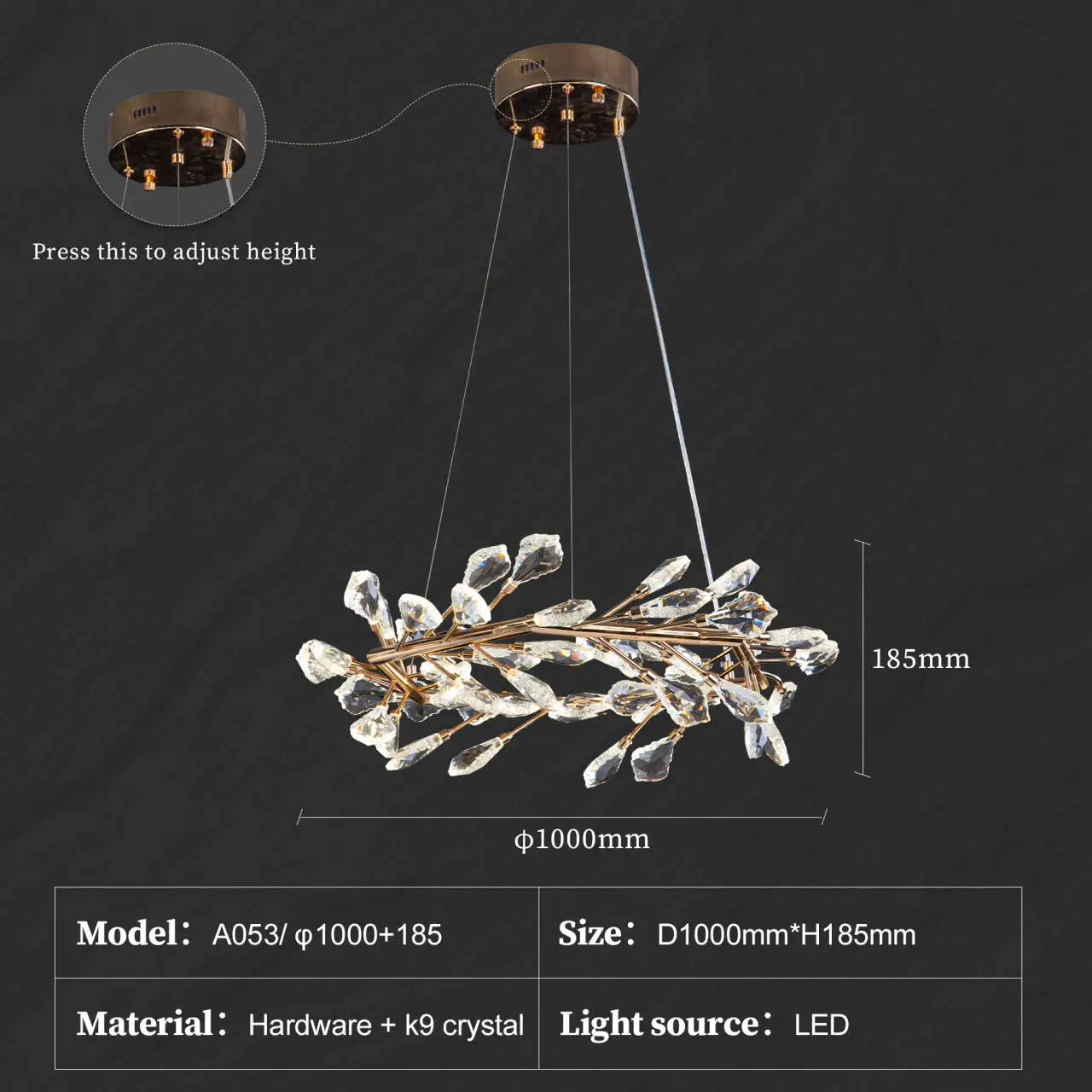 Afralia™ Modern Leaf Crystal Chandelier Ring - Luxury K9 Crystal Pendant Chandelier for Living Room