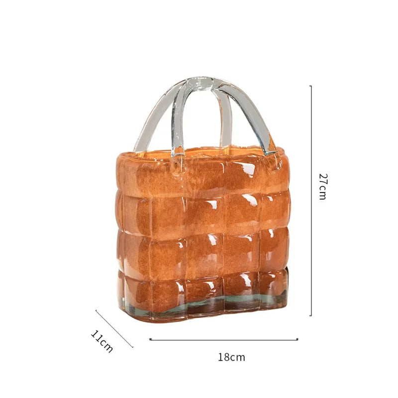Afralia™ Handbag Shape Glass Vase for Home Decor and Hydroponics