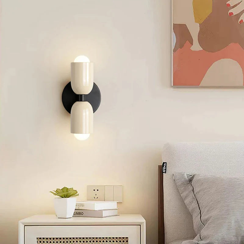 Afralia™ Color-Block Double-End Wall Lamp | Creative Nordic Bedside Light for Bedroom & Restaurant