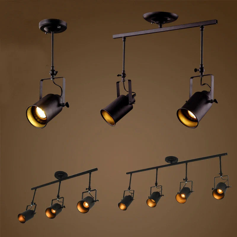 Afralia™ Retro Loft Industrial Spotlight Pendant Light for Kitchen Bar Lighting