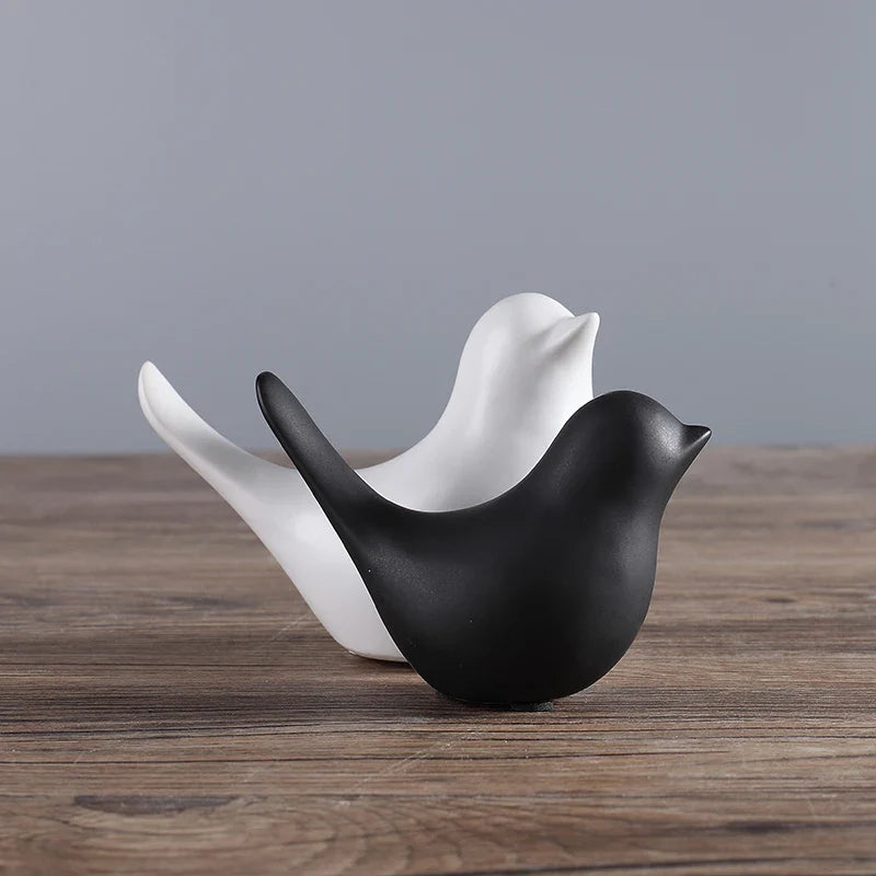 Afralia™ Nordic White Ceramic Bird Figurines for Home Decor and Events