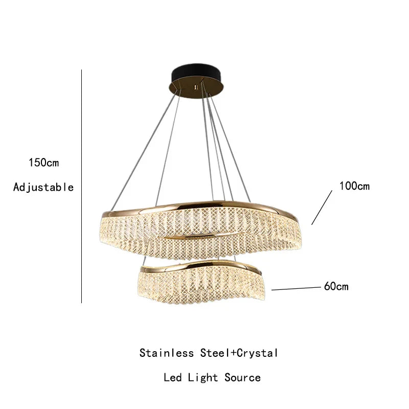 Afralia™ Golden Crystal Chandelier Luxury Round Pendant Lamparas Art Decor Fixture