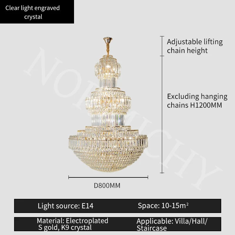 Afralia™ Crystal Hanging Lighting European Light Luxury Living Room Decor Luxury Hotel Lobby