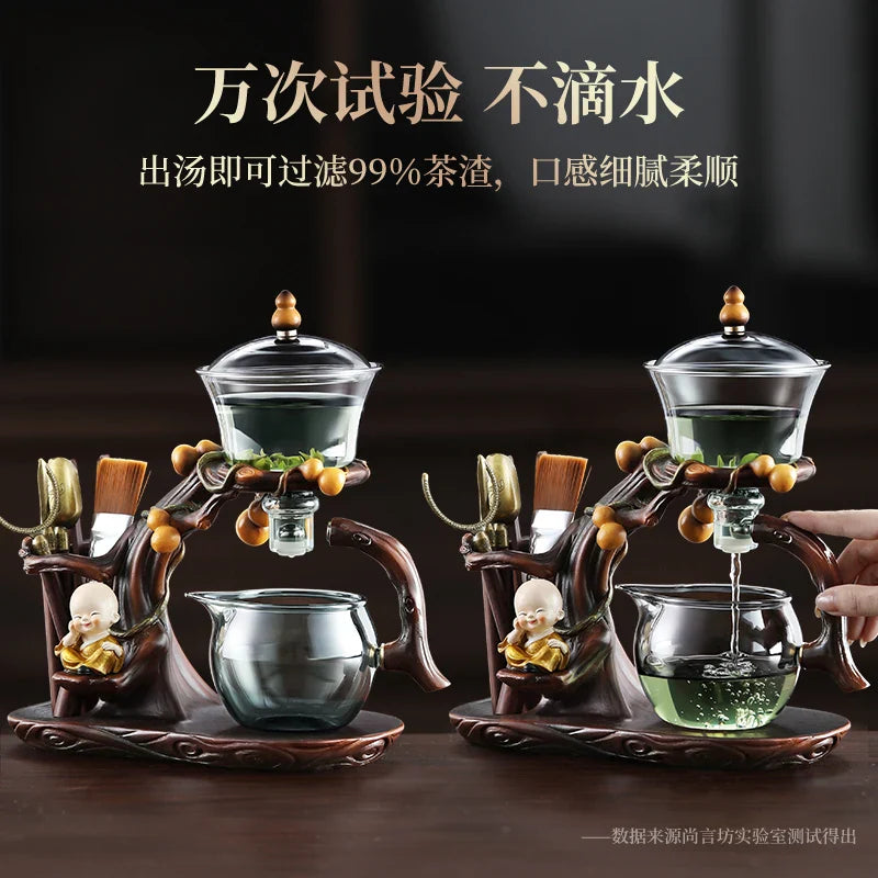 Afralia™ Five-Shaped Glass Tea Set with Semi-Automatic Teapot and Magnetic Water Pot