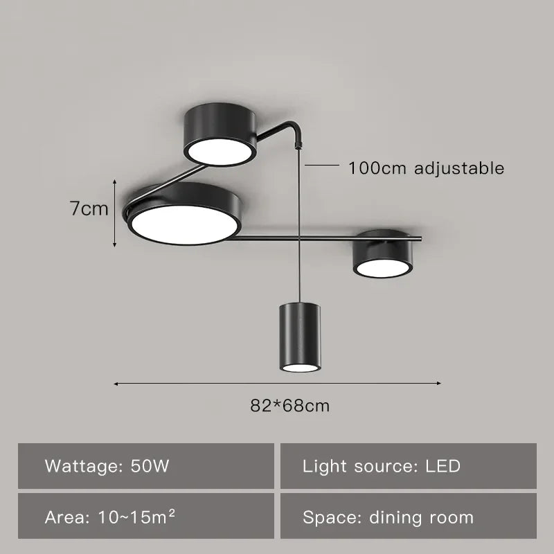 Afralia™ Modern Black LED Ceiling Chandelier for Living Room Bedroom Hallway