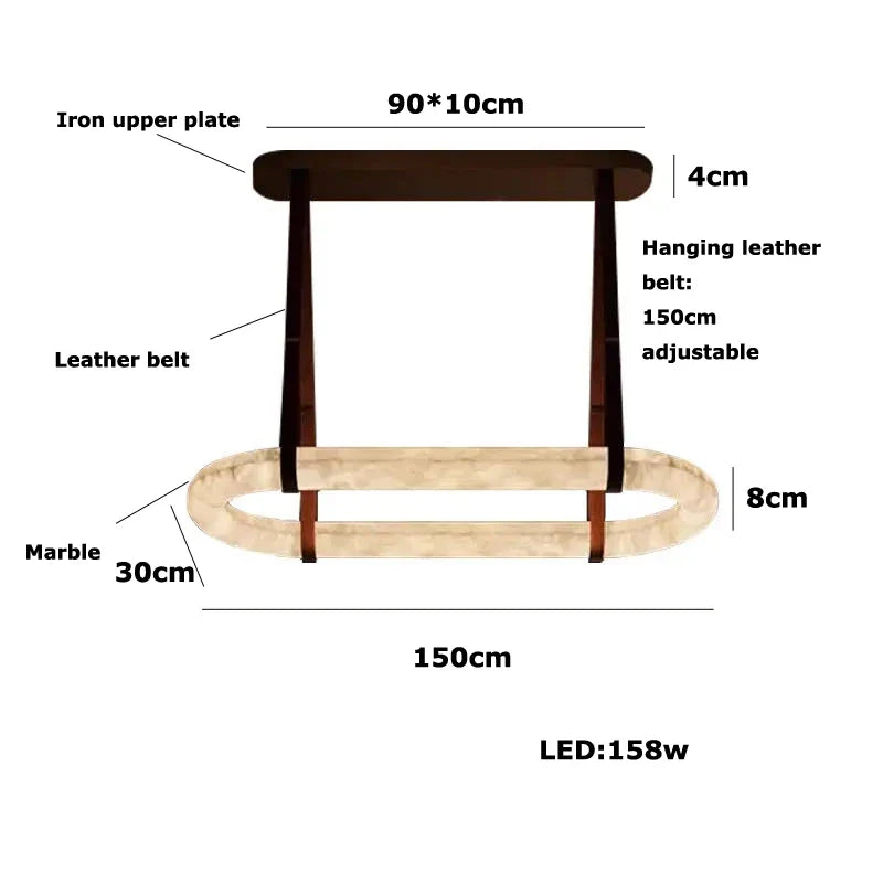 Afralia™ Oval Ring Dolomite Leather Pendant Light - Modern Adjustable Decorative Fixture