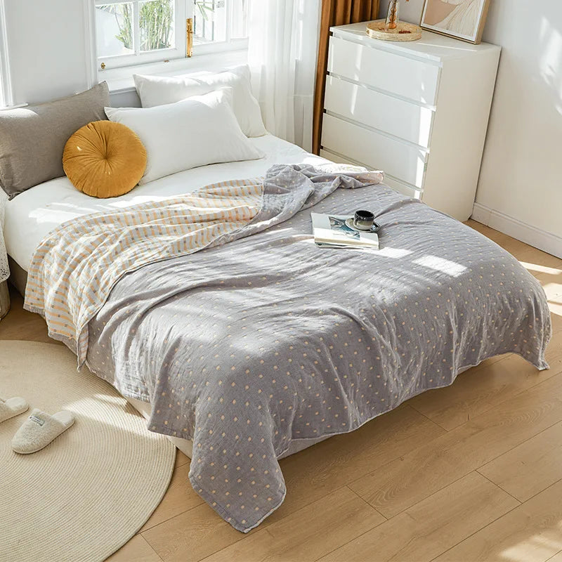 Afralia™ Nordic Cotton Gauze Throw Blanket for Sofa Bed, Boho Style Comforter Plaid