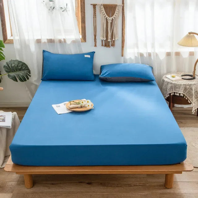 Afralia™ Thicken Sanded Double Bed Fitted Sheet Set with Pillow Covers