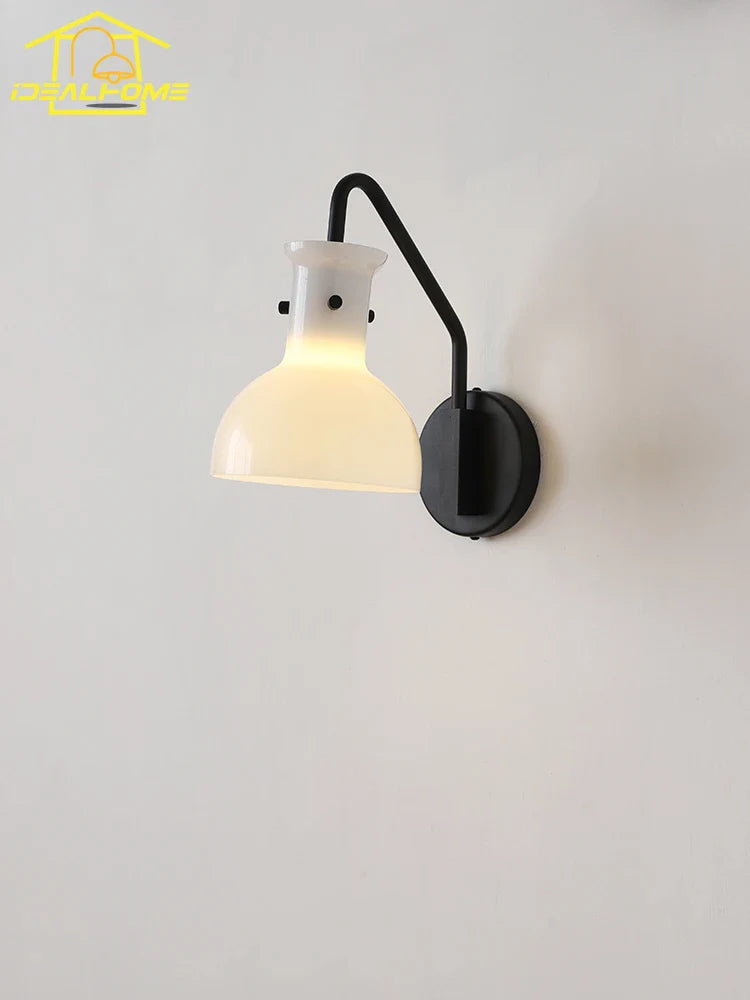 Afralia™ Bauhaus Glass LED Wall Lamp Iron Art Decor for Bedroom Living Room
