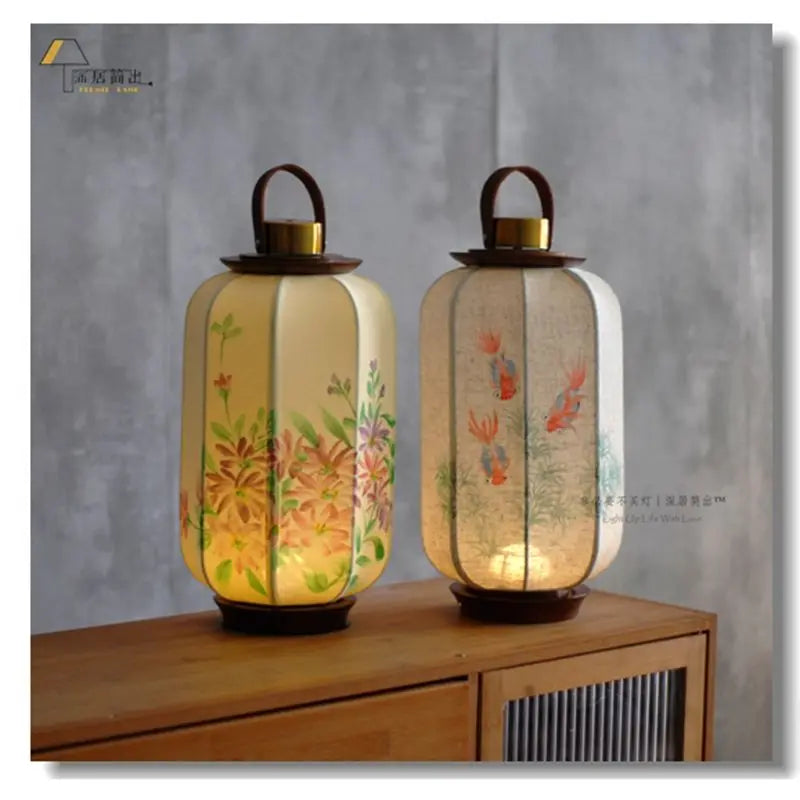 Afralia™ Chinese Fabric Desk Lamp: Antique Handheld Palace Lantern, Ancient Style Atmosphere Light