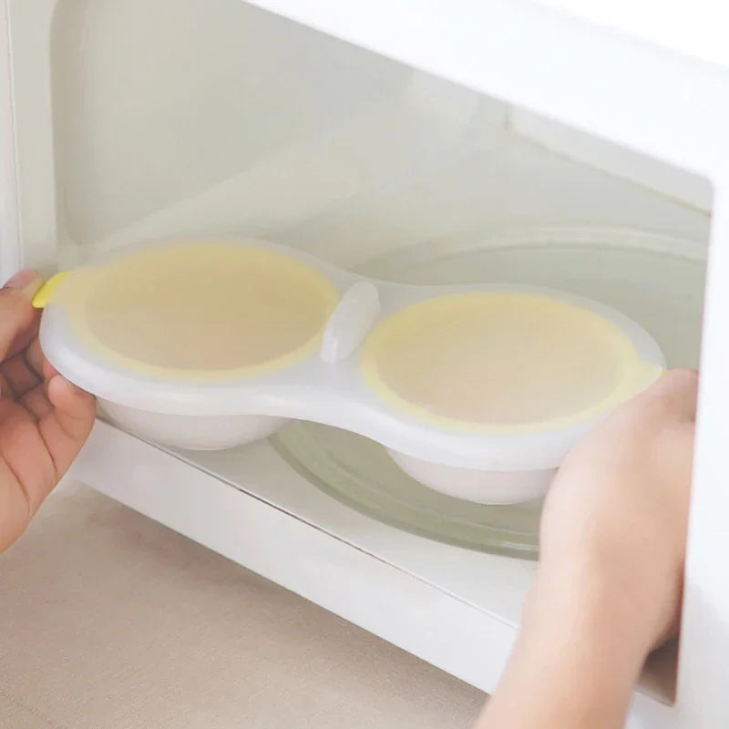 Afralia™ Egg Boiler & Steamer Double Cup with Lid for Kitchen, Microwave-safe Boiled Egg Mold