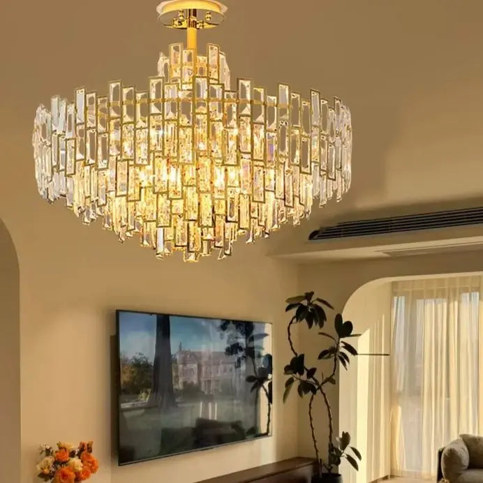 Afralia™ Crystal LED Round Ceiling Pendant Light for Luxury Dining Living Room