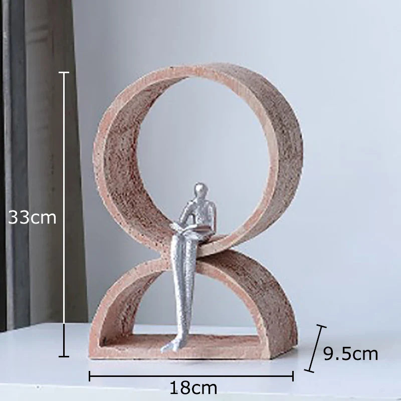Afralia™ Reader Character Resin Sculpture Desk Ornament Abstract Geometric Statue