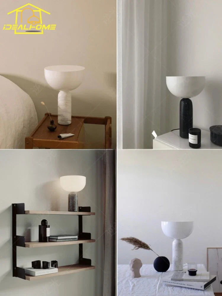 Afralia™ Mushroom Table Lamp LED Marble Light Fixtures Minimalist Modern Home Decor