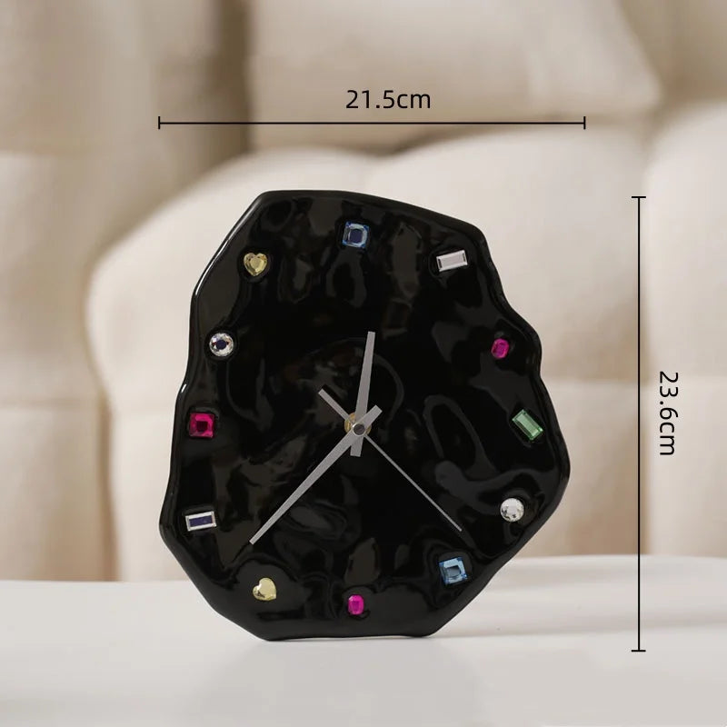 Afralia™ Crystal Geometric Wall Clock for Living Room Decor