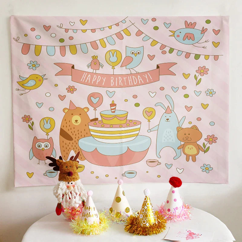 Afralia™ Birthday Wall Tapestry Decoration Party Bedroom Hanging Cloth