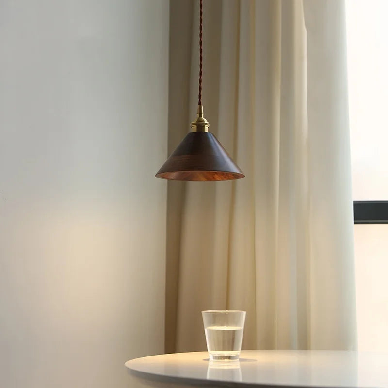 Afralia™ Walnut Wood LED Pendant Lamp 200cm Adjustable Nordic Modern Hanging Light