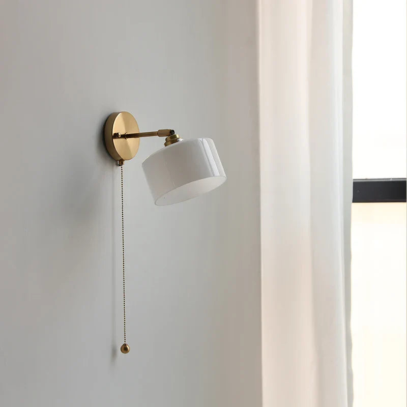 Afralia™ Modern White Glass Wall Sconce LED Lamp Rotates Up Down for Bathroom Stair Mirror