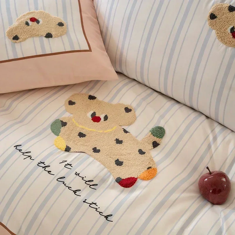 Afralia™ Cotton Embroidered King Queen Bedding Set with High-Quality Duvet Cover Pillowcases