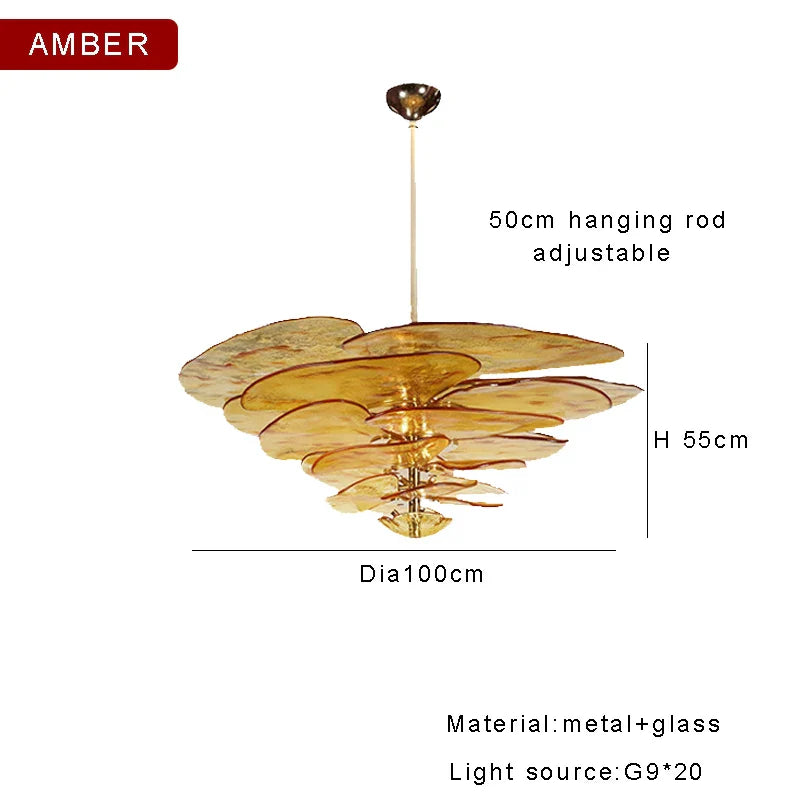 Afralia™ Amber Glass Chandeliers: Luxury Vintage Hanging Lamp for Duplex Villa