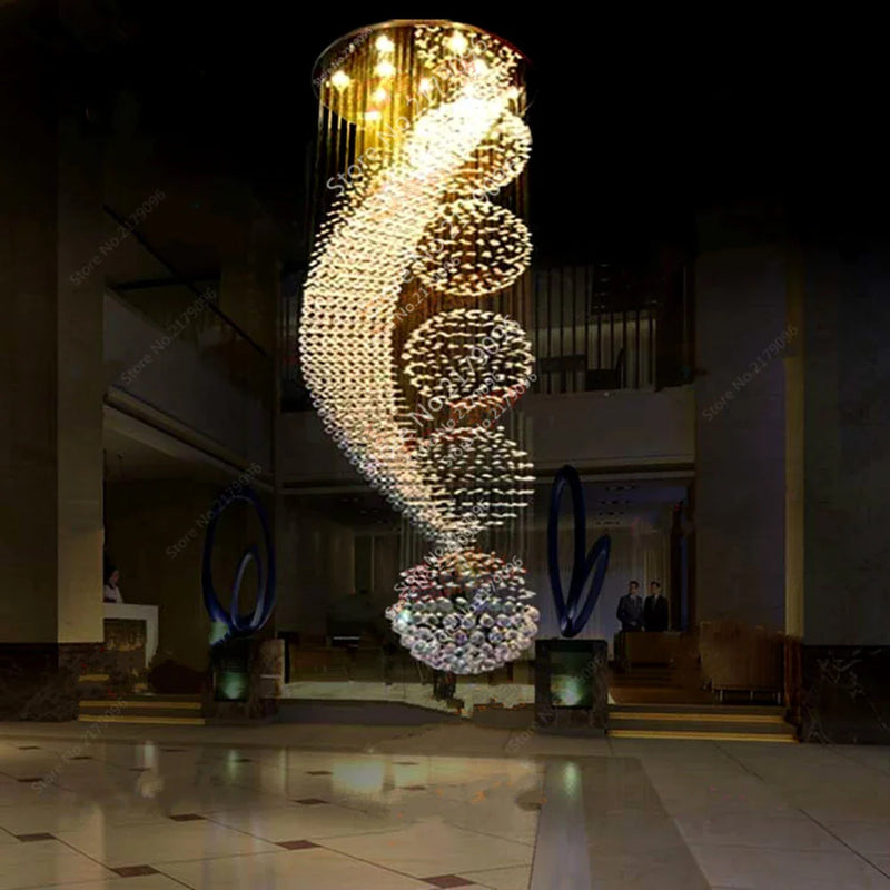 Afralia™ Modern Crystal Chandelier LED Lights Elegant Hotel Hall Lighting