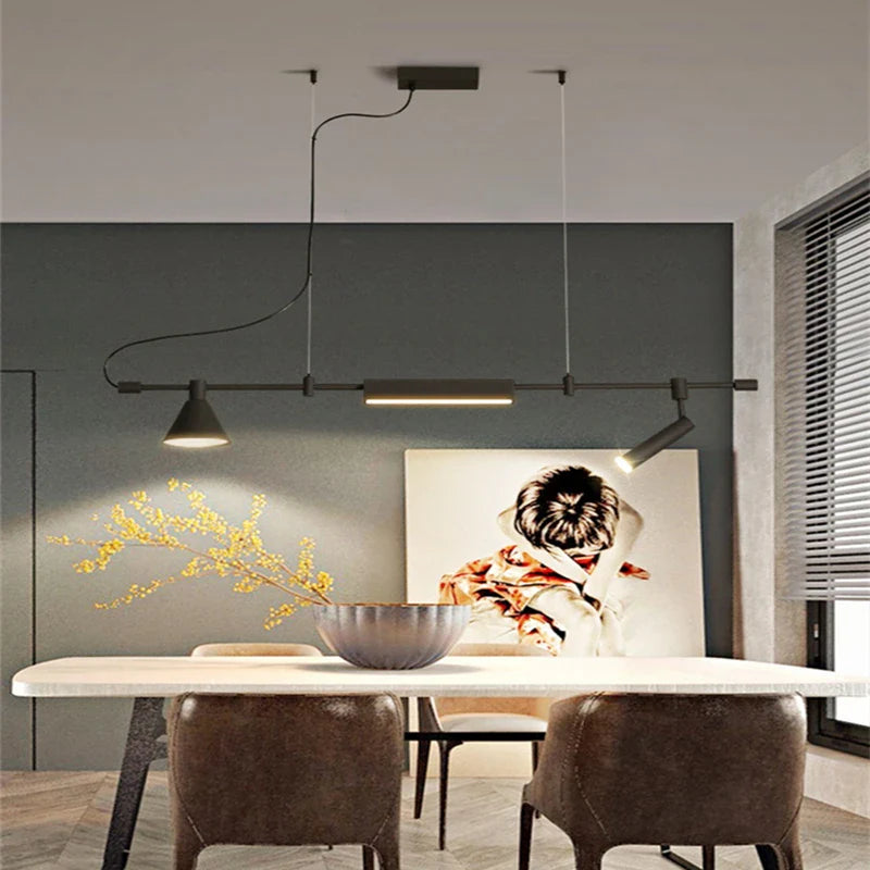 Afralia™ Nordic Black Chandelier: Modern LED Pendant Light for Dining Room, Kitchen, Living Room