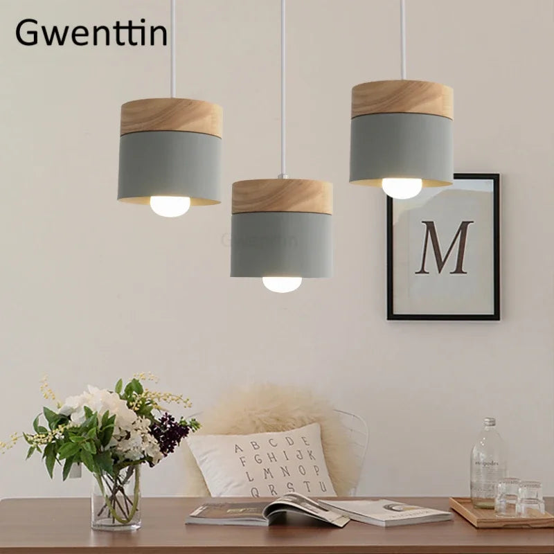 Afralia™ Nordic Macaron LED Pendant Light Fixtures Industrial Kitchen Luminarias