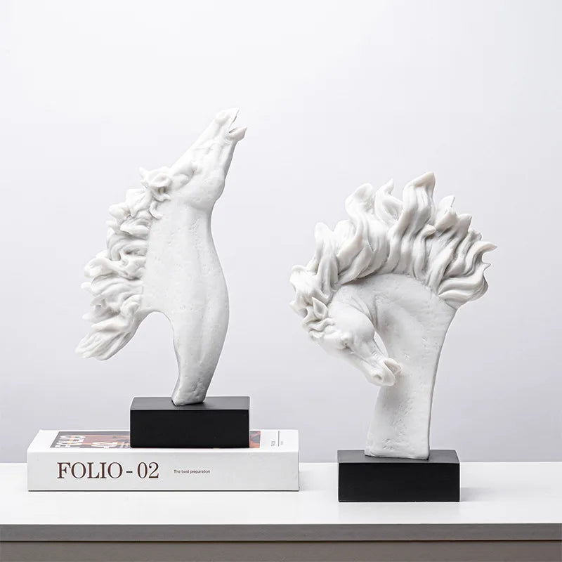 Afralia™ Horse Head Statue Resin Figurine Home Decor Sculpture