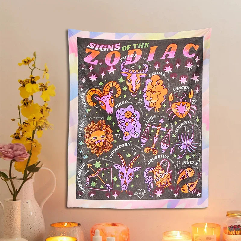 Afralia™ Zodiac Constellation Blanket: Celestial Starry Sky Wall Hanging & Throw