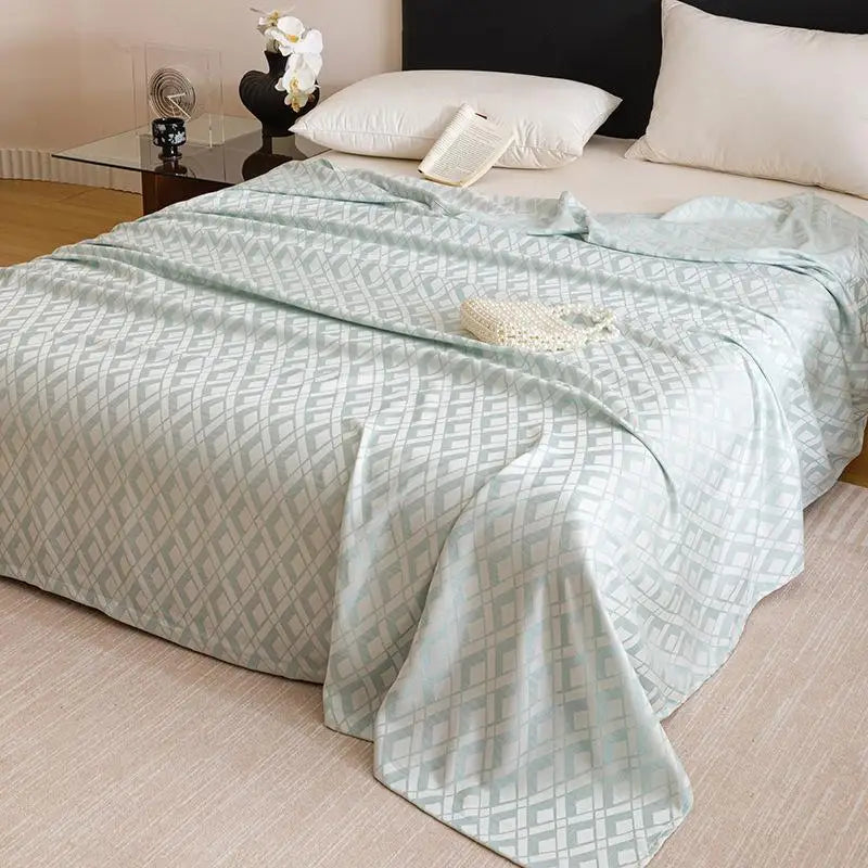 Afralia™ Bamboo Fiber Summer Blanket - Single Double Bed Air Conditioning Lightweight Blanket