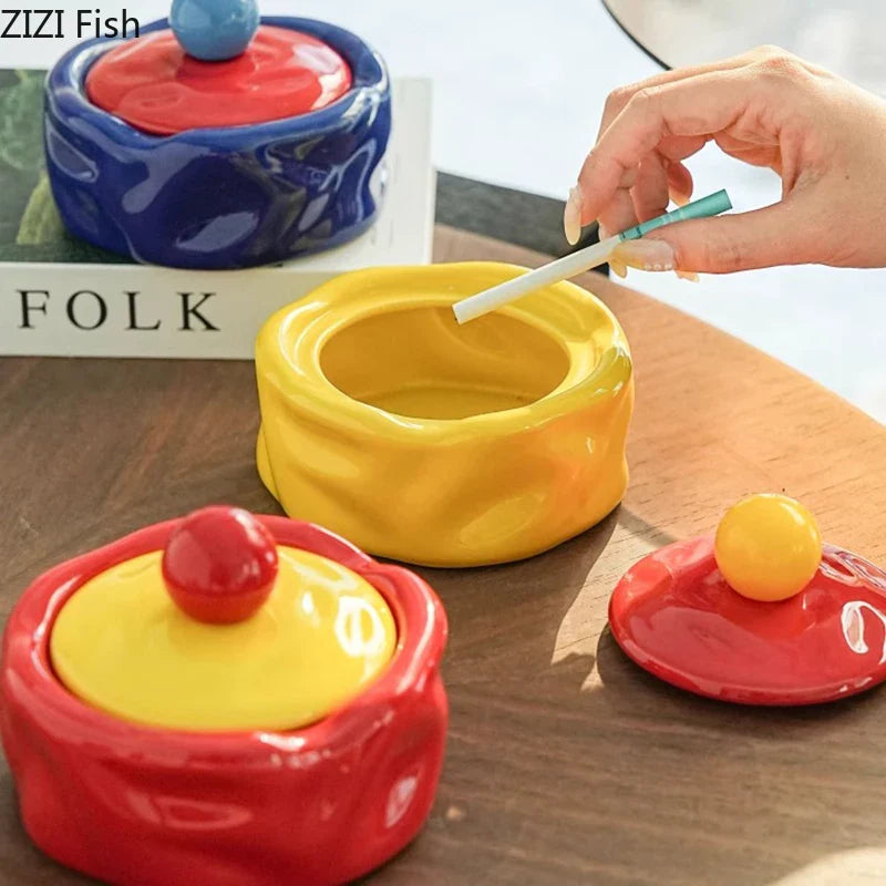 Afralia™ Ceramic Irregular Shape Ashtray for Smoking - Colorful Table Accessories