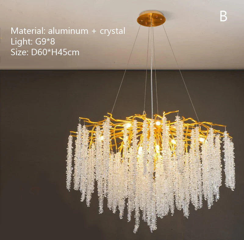 Afralia™ Luxury Crystal Ceiling Chandelier Living Room Dining Room Decoration