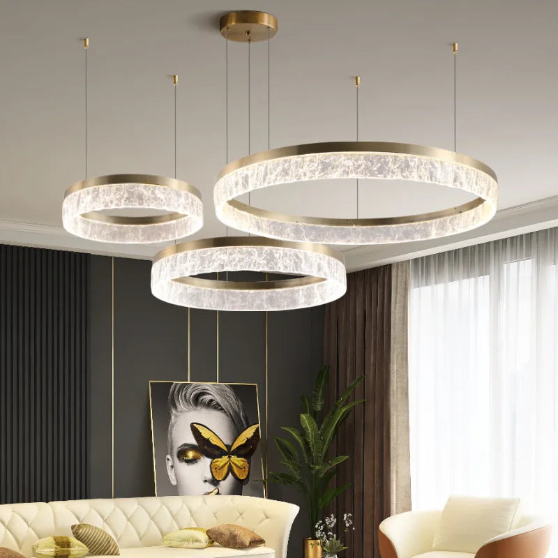 Afralia™ Modern Luxury Round Resin Chandelier LED Ceiling Lamp for Home Indoor Lighting