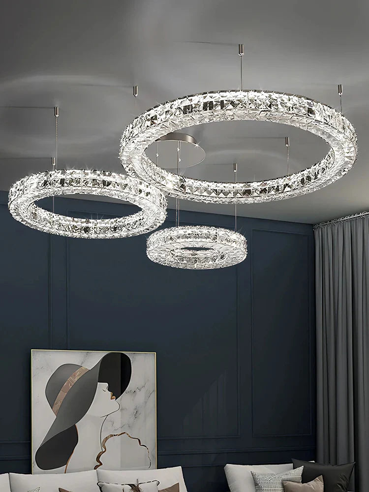 Afralia™ Luxury K9 Crystal Glass LED Chandelier for Living Room & Stairway Decor