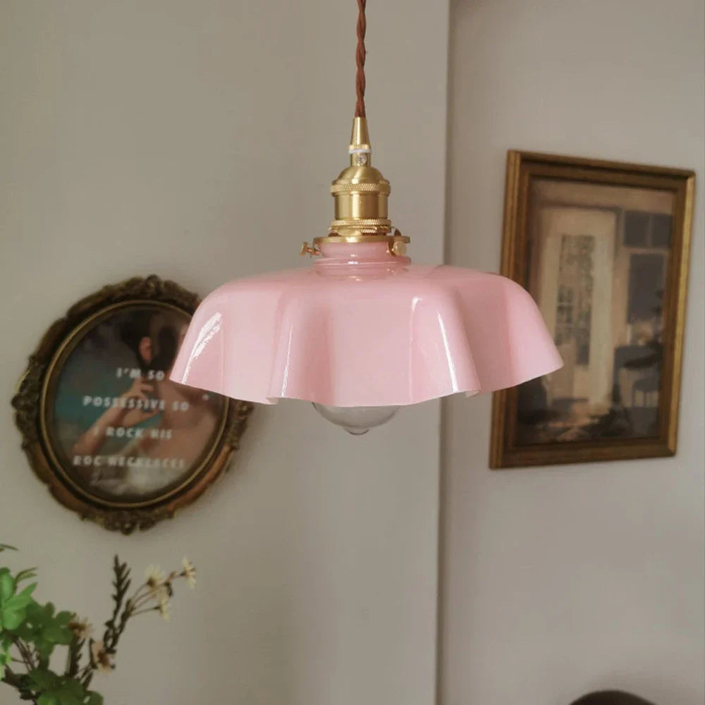 Afralia™ Retro Nordic Glass Pendant Light, Colorful Living Room Hanging Lamp