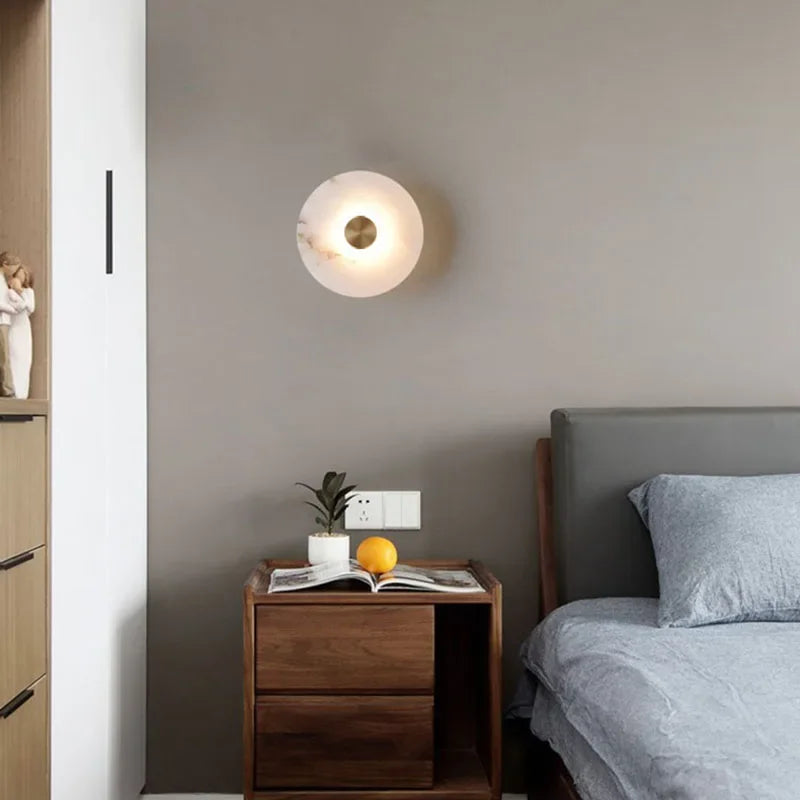 Afralia™ Marble Stone Wall Sconce Light for Bedroom Parlor Aisle Corridor Atmosphere