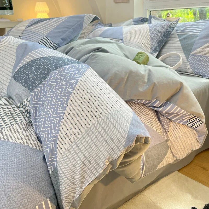 Afralia™ Fashion Flower Print Cotton Duvet Cover Set for All Seasons