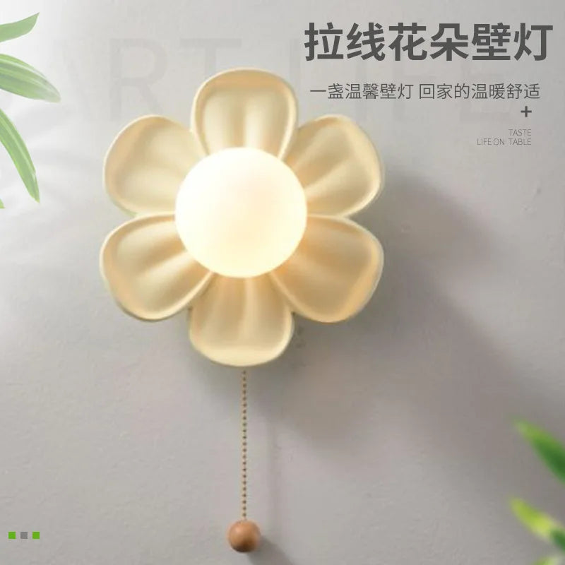 Afralia™ Resin Flower Ceiling Light Green Petals Wall Lamp for Indoor Decor