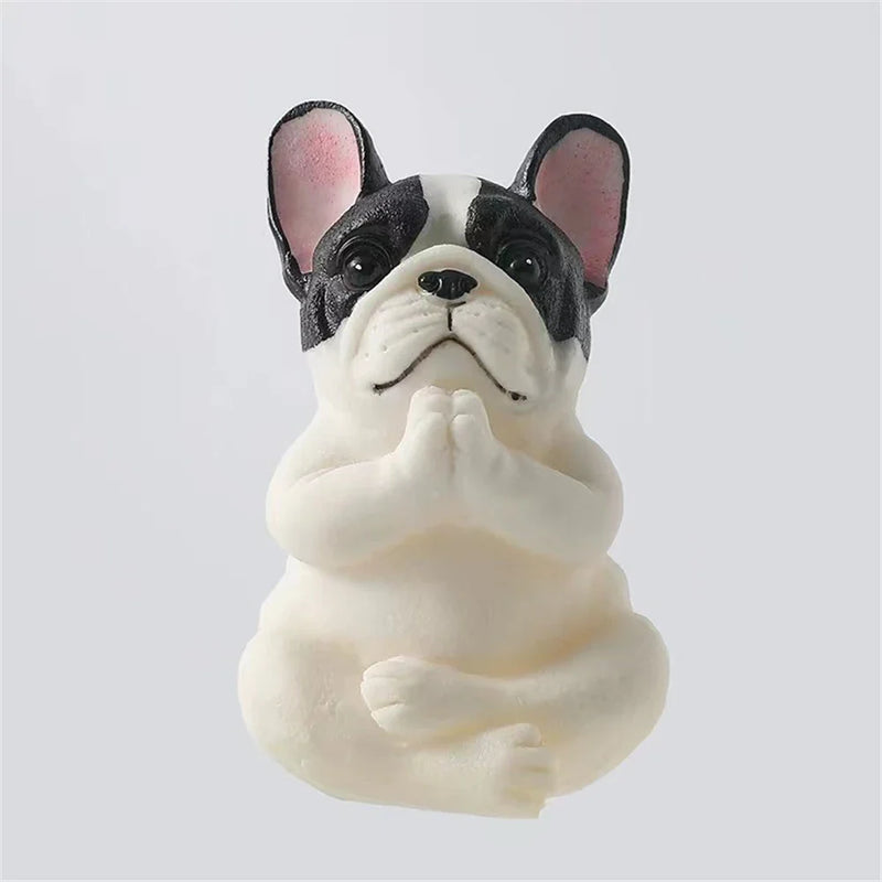 Afralia™ Bulldog Resin Statue Yoga Sculpture Miniature Figurine Home Garden Decor