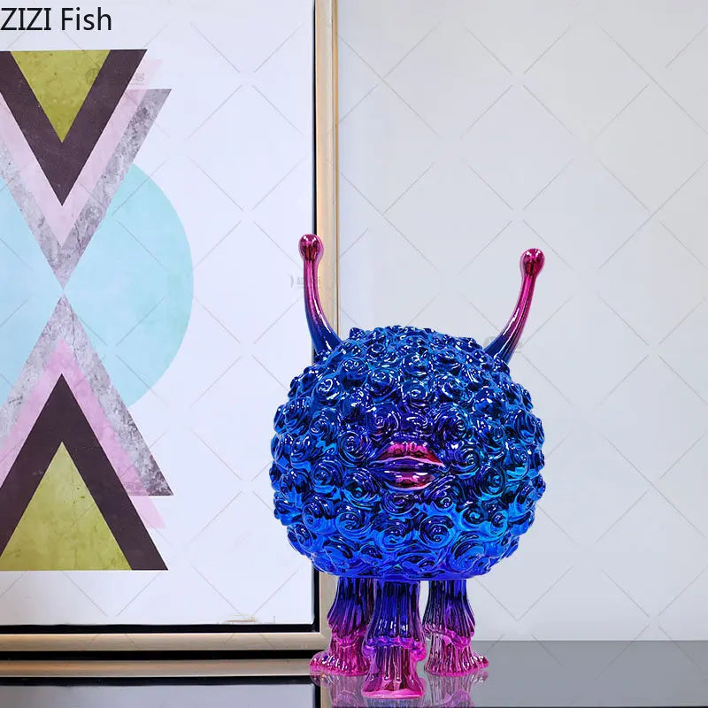 Fluffy Monster Statue Ornament for Modern Home Decor by Afralia™
