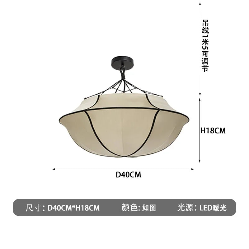 Afralia™ Silk Fabric LED Pendant Lights for Living Room, Bedroom, Kitchen Island