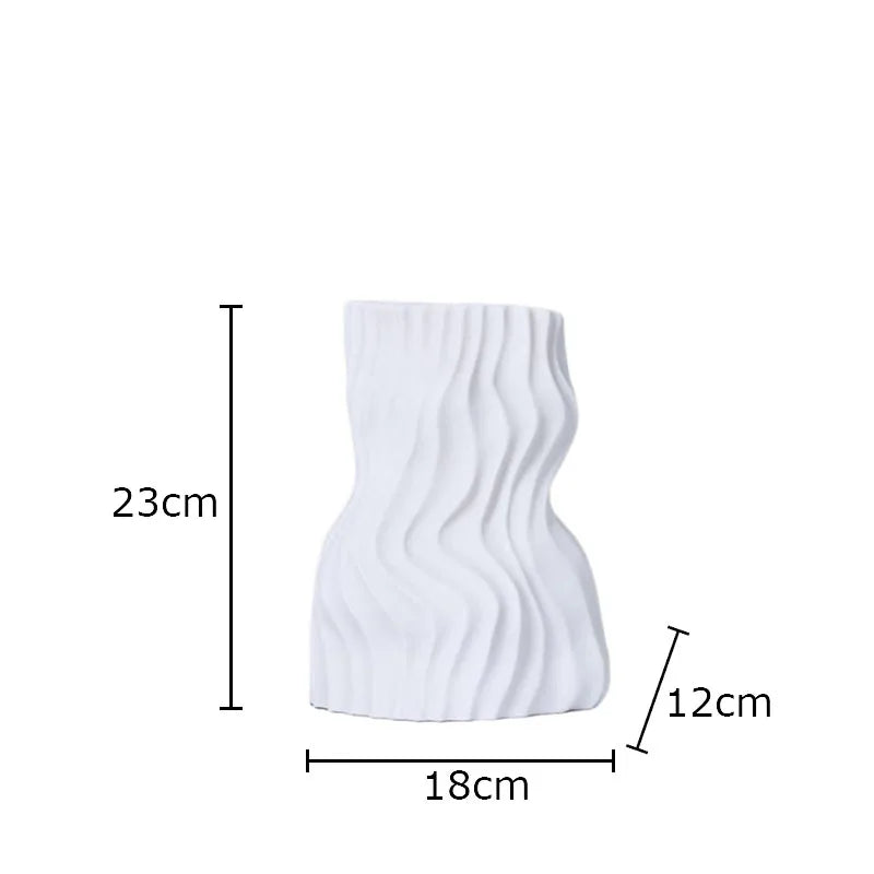 Afralia™ Modern Resin Wavy Stripes Vase for Desk Decoration and Floral Arrangement