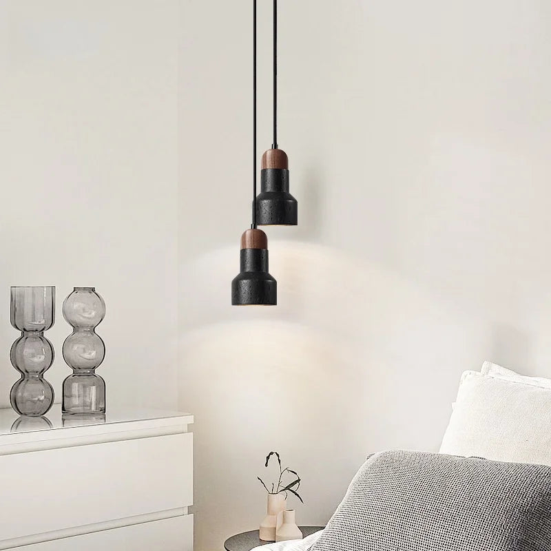 Afralia™ Black Stone LED Hanging Pendant Light for Modern Home Decor