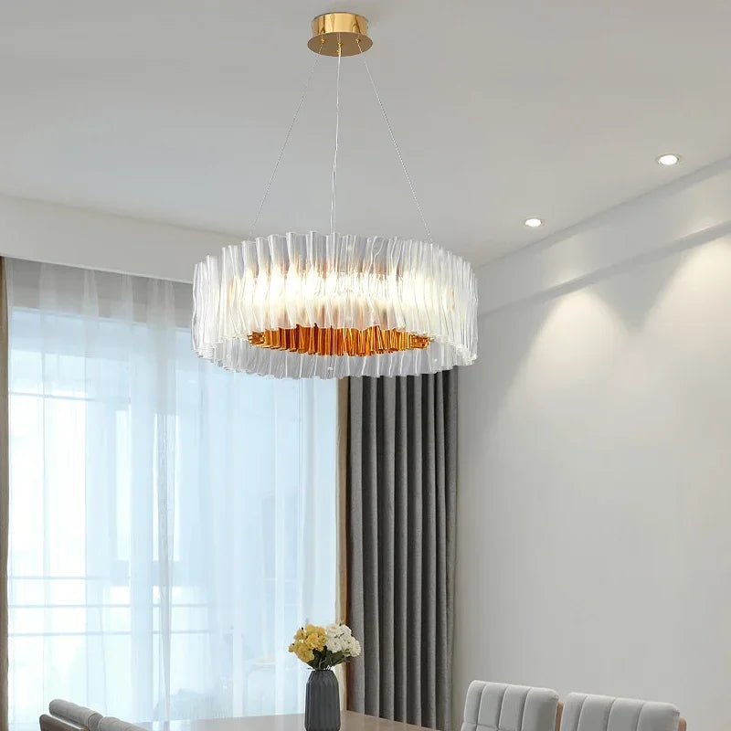 Afralia™ Acrylic Ceiling Chandelier for Art Restaurant Hotel Living Room Kitchen LED Ring Light