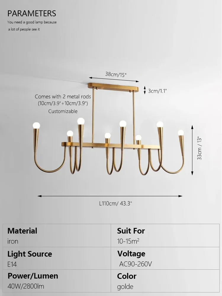 Afralia™ Brass Chandelier: Stylish Pendant Lights for Dining Room, Living Room, Kitchen Island & Bedroom