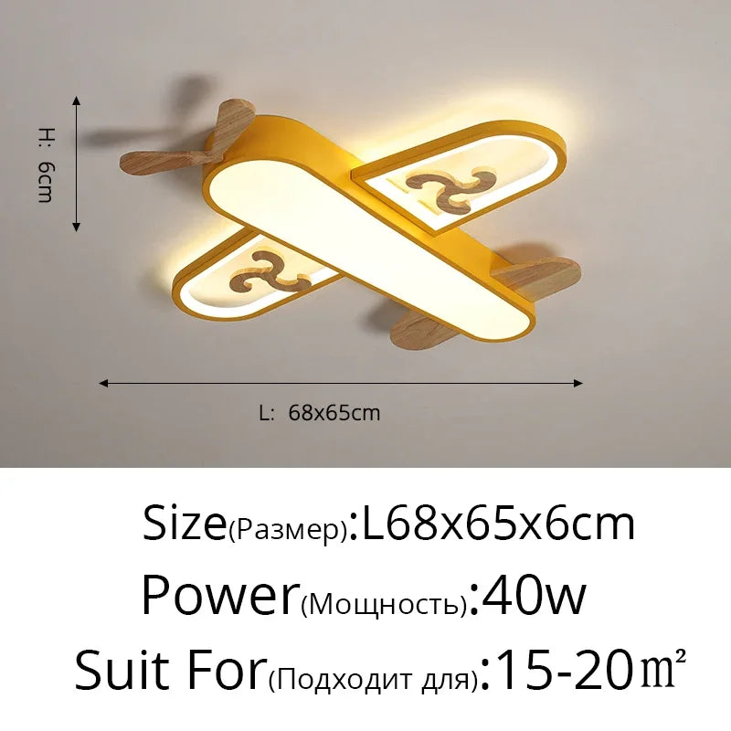 Afralia™ Kids LED Wood Ceiling Light in Yellow & Blue - Minimalist Design