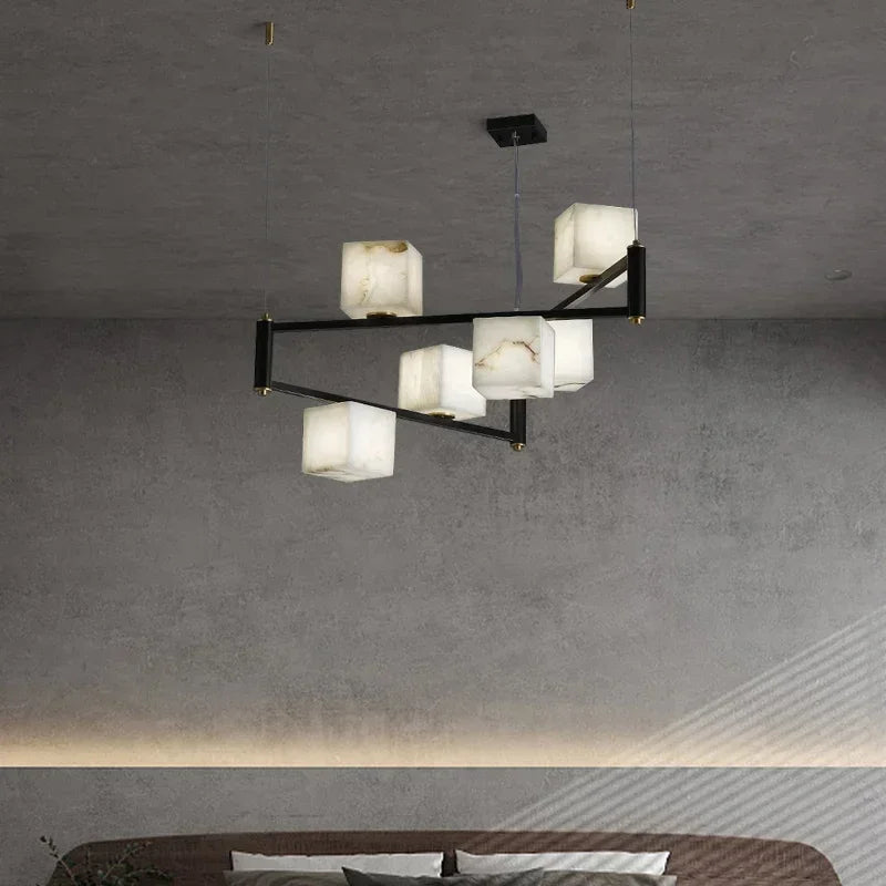 Afralia™ Marble Copper Chandelier for Bedroom Living Room Restaurant Atmospheric